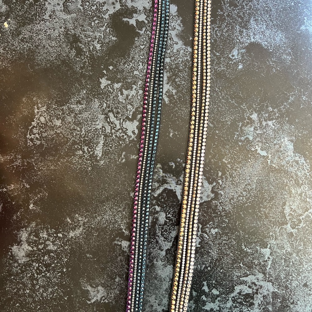 Swarovski bracelets.